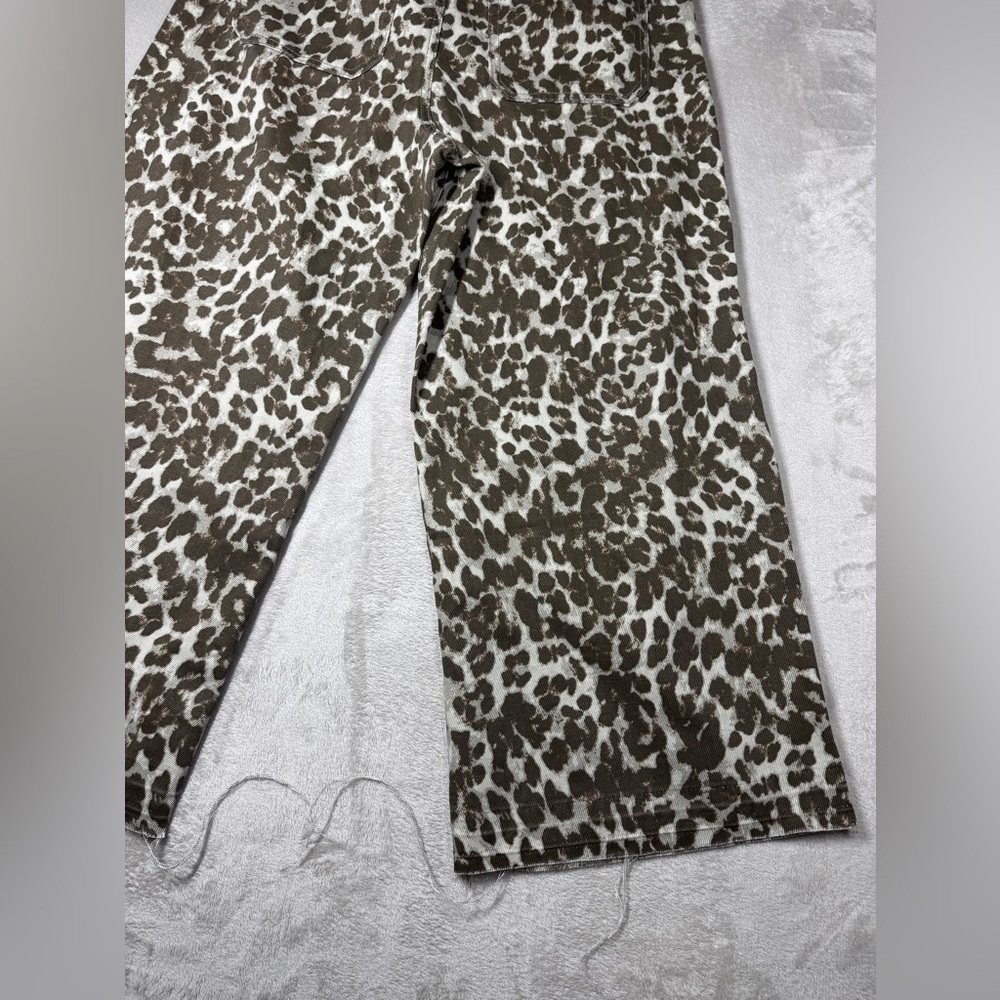 Sincerely Jules Leopard Animal Print Wide Leg Cropped 100% Cotton Jeans Size 29 - Picture 14 of 16